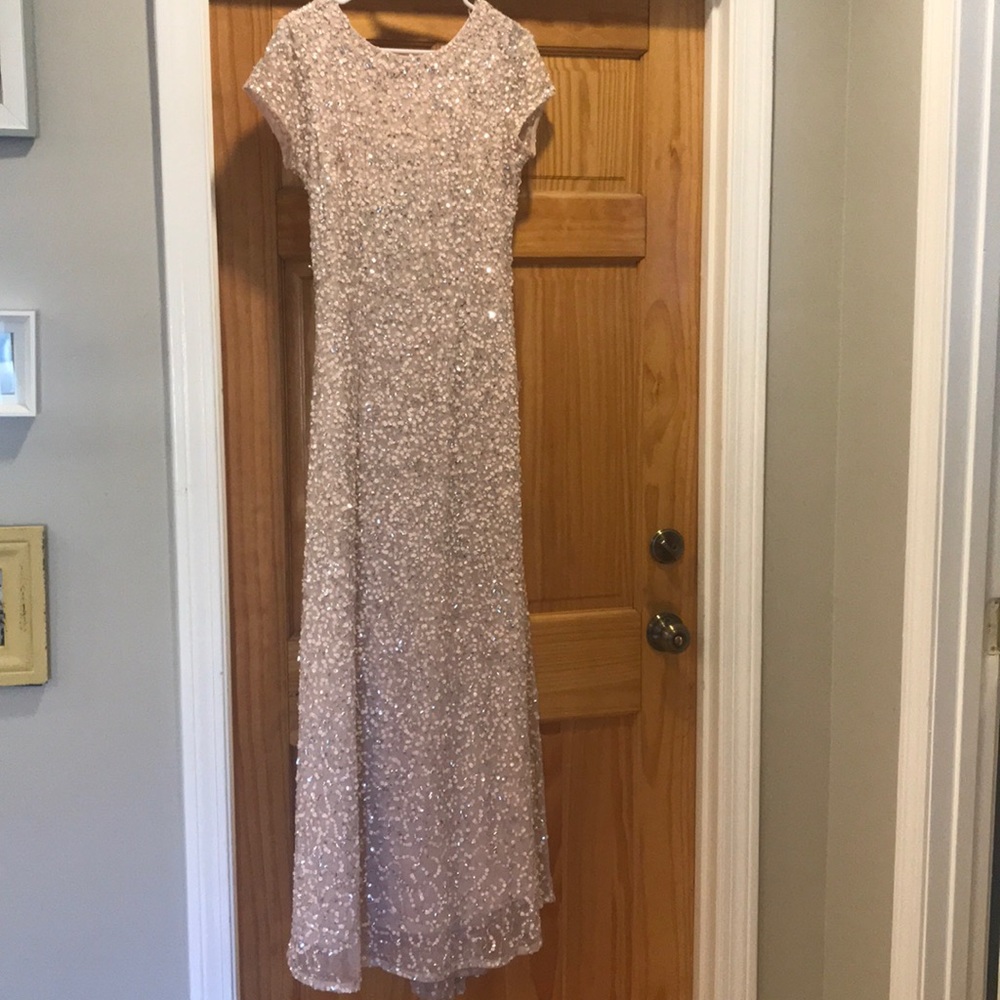 Adrianna Pappel sequin formal dress in blush